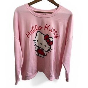 Hello Kitty Light Pink Pullover Sweatshirt with Red Graphic Hello Kitty Size XL